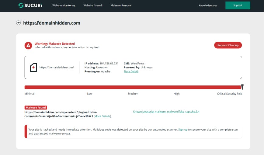 Malware-Removal-Sucuri-Before